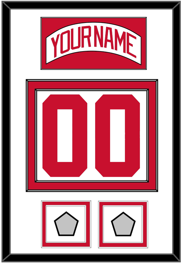 Detroit Nameplate & Number (Back) With 2 Stanley Cup Finals Patches - Home White (1997-2007) - Double Mat 1