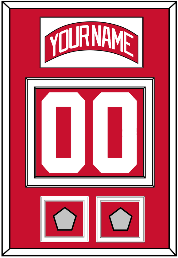 Detroit Nameplate & Number (Back) With 2 Stanley Cup Finals Patches - Road Red (1997-2007) - Double Mat 1