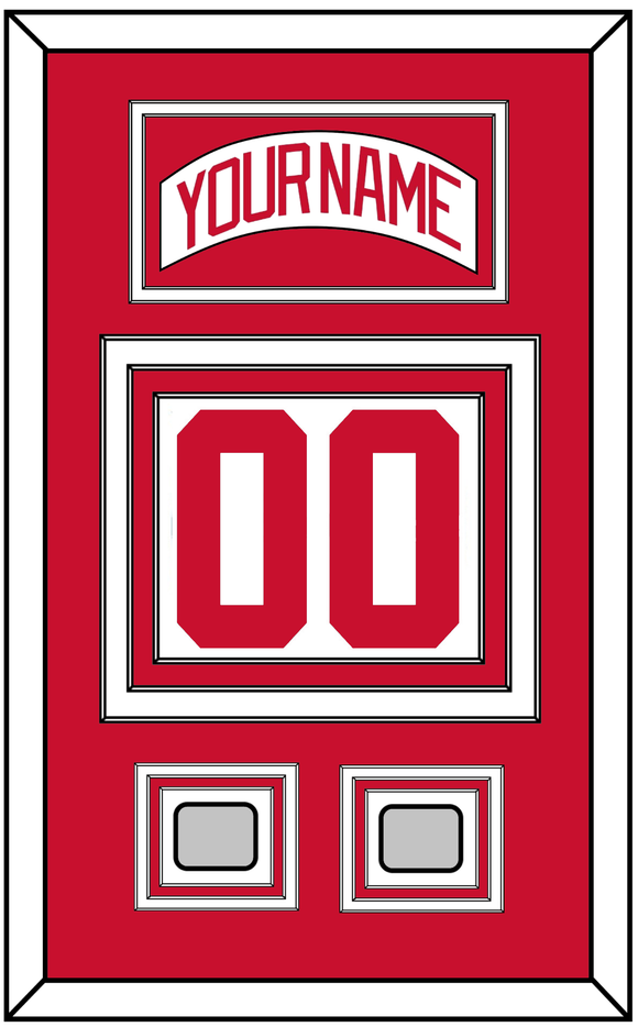 Detroit Nameplate & Number (Back) With 2 Stanley Cup Finals Patches - Road White (2007-2017) - Triple Mat 1