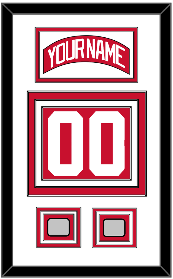 Detroit Nameplate & Number (Back) With 2 Stanley Cup Finals Patches - Road Red (1997-2007) - Triple Mat 1