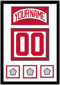 Detroit Nameplate & Number (Back) With 3 Stanley Cup Finals - Home White (1997-2007) - Double Mat 1