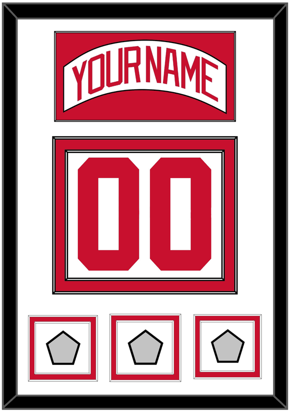 Detroit Nameplate & Number (Back) With 3 Stanley Cup Finals - Home White (1997-2007) - Double Mat 1