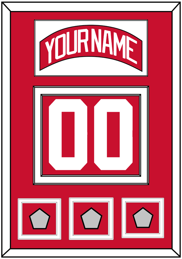 Detroit Nameplate & Number (Back) With 3 Stanley Cup Finals Patches - Road Red (1997-2007) - Double Mat 1