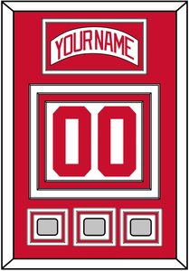 Detroit Nameplate & Number (Back) With 3 Stanley Cup Finals Patches - Home White (1997-2007) - Triple Mat 1