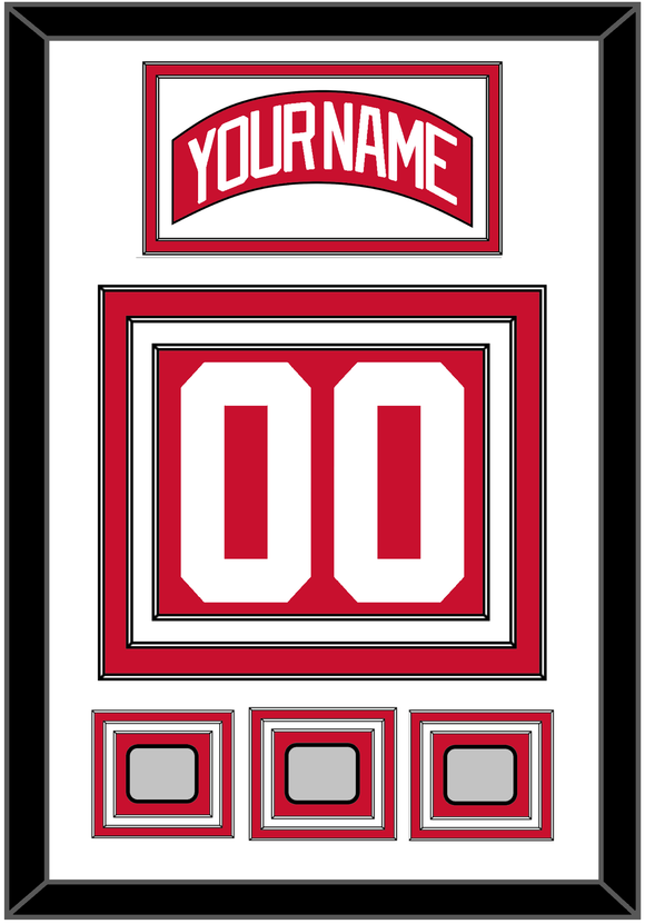 Detroit Nameplate & Number (Back) With 3 Stanley Cup Finals Patches - Road Red (1997-2007) - Triple Mat 1