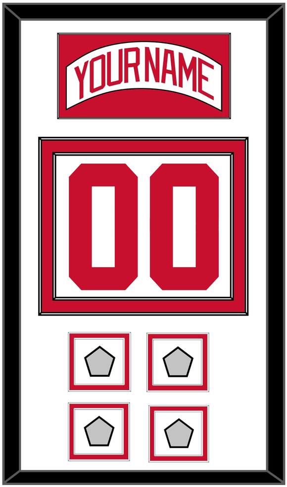 Detroit Nameplate & Number (Back) With 4 Stanley Cup Finals Patches - Home White (1997-2007) - Double Mat 1