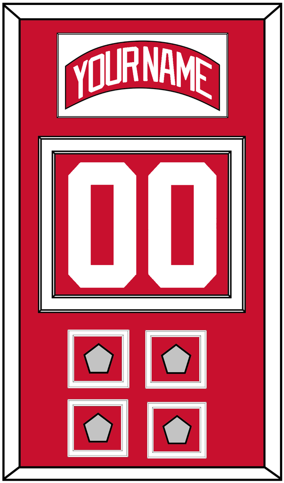 Detroit Nameplate & Number (Back) With 4 Stanley Cup Finals Patches - Road Red (1997-2007) - Double Mat 1