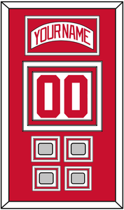 Detroit Nameplate & Number (Back) With 4 Stanley Cup Finals Patches - Home White (1997-2007) - Triple Mat 1