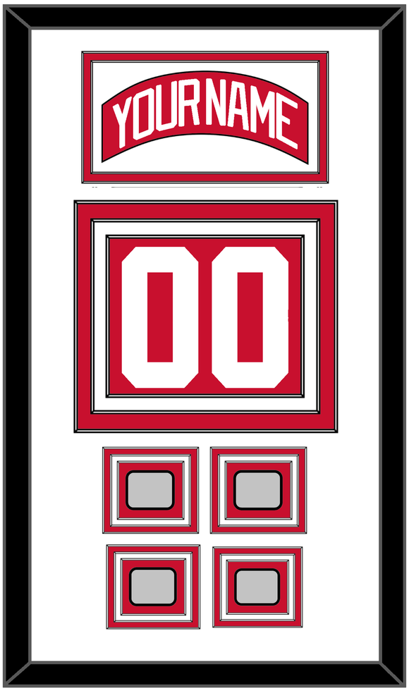 Detroit Nameplate & Number (Back) With 4 Stanley Cup Finals Patches - Home Red (2007-2017) - Triple Mat 1