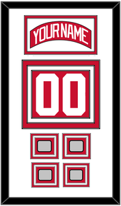 Detroit Nameplate & Number (Back) With 4 Stanley Cup Finals Patches - Road Red (1997-2007) - Triple Mat 1