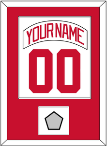 Detroit Nameplate & Number (Back) Combined With 2008 Stanley Cup Champions Patch - Road White (2007-2017) - Single Mat 1