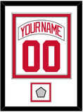 Detroit Nameplate & Number (Back) Combined With 2008 Stanley Cup Champions Patch - Road White (2007-2017) - Double Mat 1