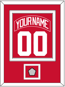 Detroit Nameplate & Number (Back) Combined With Stanley Cup Finals Patch - Home Red (2007-2017) - Double Mat 1