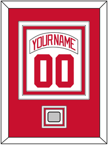 Detroit Nameplate & Number (Back) Combined With 2008 Stanley Cup Champions Patch - Road White (2007-2017) - Triple Mat 1