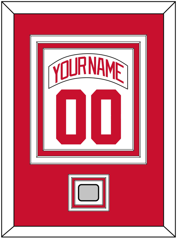 Detroit Nameplate & Number (Back) Combined With 2008 Stanley Cup Champions Patch - Road White (2007-2017) - Triple Mat 1