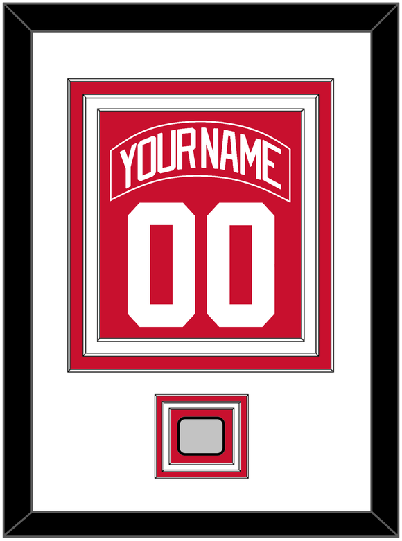 Detroit Nameplate & Number (Back) Combined With 2008 Stanley Cup Champions Patch - Home Red (2007-2017) - Triple Mat 1