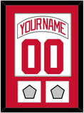 Detroit Nameplate & Number (Back) Combined With 2 Stanley Cup Finals Patches - Road White (2007-2017) - Single Mat 1