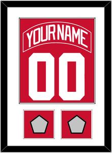 Detroit Nameplate & Number (Back) Combined With 2 Stanley Cup Finals Patches - Road Red (1997-2007) - Single Mat 1