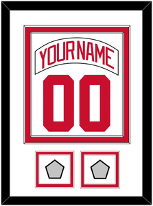 Detroit Nameplate & Number (Back) Combined With 2 Stanley Cup Finals Patches - Road White (2007-2017) - Double Mat 1