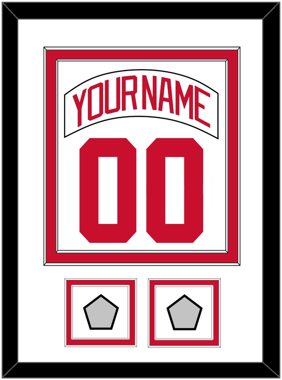 Detroit Nameplate & Number (Back) Combined With 2 Stanley Cup Finals Patches - Home White (1997-2007) - Double Mat 1