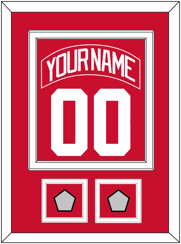 Detroit Nameplate & Number (Back) Combined With 2 Stanley Cup Finals Patches - Road Red (1997-2007) - Double Mat 1