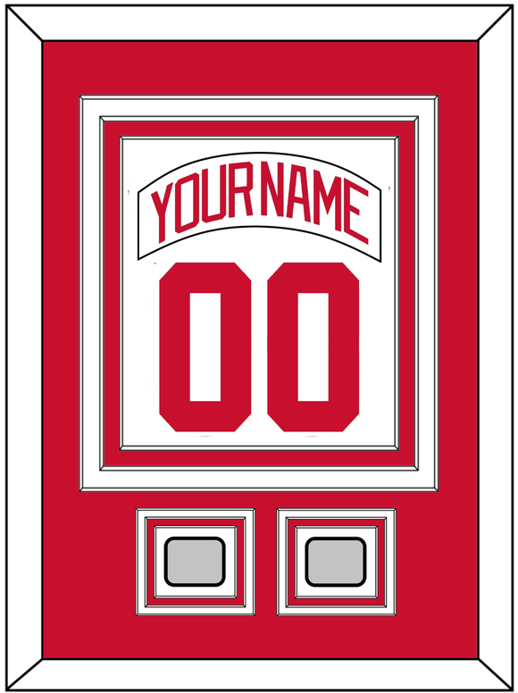 Detroit Nameplate & Number (Back) Combined With 2 Stanley Cup Finals Patches - Home White (1997-2007) - Triple Mat 1