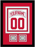 Detroit Nameplate & Number (Back) Combined With 2 Stanley Cup Finals Patches - Home White (1997-2007) - Triple Mat 1