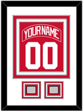 Detroit Nameplate & Number (Back) Combined With 2 Stanley Cup Finals Patches - Road Red (1997-2007) - Triple Mat 1