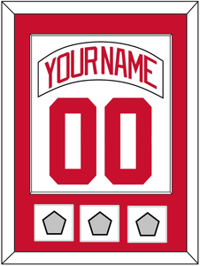 Detroit Nameplate & Number (Back) Combined With 3 Stanley Cup Finals Patches - Home White (1997-2007) - Single Mat 1