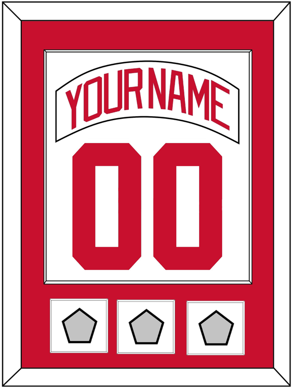 Detroit Nameplate & Number (Back) Combined With 3 Stanley Cup Finals Patches - Home White (1997-2007) - Single Mat 1