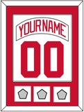 Detroit Nameplate & Number (Back) Combined With 3 Stanley Cup Finals Patches - Home White (1997-2007) - Single Mat 1