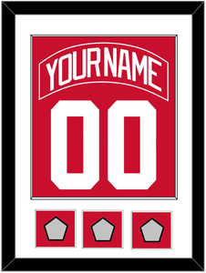 Detroit Nameplate & Number (Back) Combined With 3 Stanley Cup Finals Patches - Road Red (1997-2007) - Single Mat 1