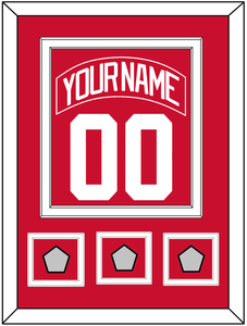 Detroit Nameplate & Number (Back) Combined With 3 Stanley Cup Finals Patches - Road Red (1997-2007) - Double Mat 1