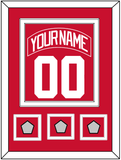 Detroit Nameplate & Number (Back) Combined With 3 Stanley Cup Finals Patches - Road Red (1997-2007) - Double Mat 1