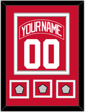 Detroit Nameplate & Number (Back) Combined With 3 Stanley Cup Finals Patches - Road Red (1997-2007) - Double Mat 1