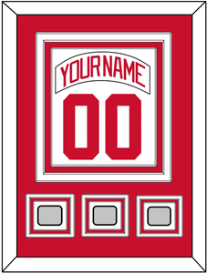 Detroit Nameplate & Number (Back) Combined With 3 Stanley Cup Finals Patches - Home White (1997-2007) - Triple Mat 1