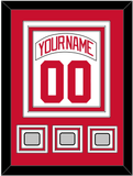 Detroit Nameplate & Number (Back) Combined With 3 Stanley Cup Finals Patches - Home White (1997-2007) - Triple Mat 1