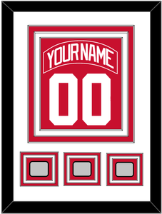 Detroit Nameplate & Number (Back) Combined With 3 Stanley Cup Finals Patches - Road Red (1997-2007) - Triple Mat 1