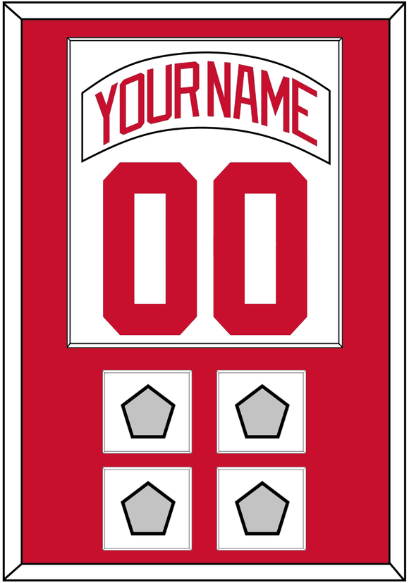 Detroit Nameplate & Number (Back) Combined With 4 Stanley Cup Finals Patches - Road White (2007-2017) - Single Mat 1