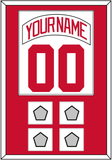 Detroit Nameplate & Number (Back) Combined With 4 Stanley Cup Finals Patches - Road White (2007-2017) - Single Mat 1