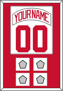 Detroit Nameplate & Number (Back) Combined With 4 Stanley Cup Finals Patches - Home White (1997-2007) - Single Mat 1