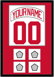 Detroit Nameplate & Number (Back) Combined With 4 Stanley Cup Finals Patches - Home White (1997-2007) - Single Mat 1