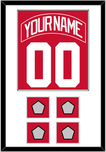 Detroit Nameplate & Number (Back) Combined With 4 Stanley Cup Finals Patches - Road Red (1997-2007) - Single Mat 1