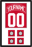 Detroit Nameplate & Number (Back) Combined With 4 Stanley Cup Finals Patches - Road Red (1997-2007) - Single Mat 1