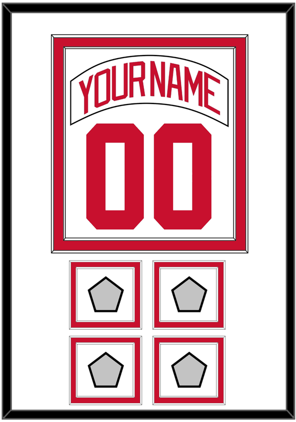 Detroit Nameplate & Number (Back) Combined With 4 Stanley Cup Finals Patches - Road White (2007-2017) - Double Mat 1