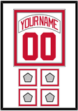 Detroit Nameplate & Number (Back) Combined With 4 Stanley Cup Finals Patches - Home White (1997-2007) - Double Mat 1