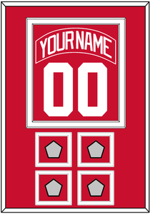 Detroit Nameplate & Number (Back) Combined With 4 Stanley Cup Finals Patches - Home Red (2007-2017) - Double Mat 1