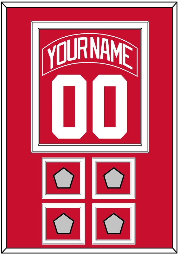 Detroit Nameplate & Number (Back) Combined With 4 Stanley Cup Finals Patches - Road Red (1997-2007) - Double Mat 1