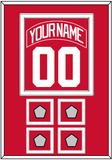 Detroit Nameplate & Number (Back) Combined With 4 Stanley Cup Finals Patches - Home Red (2007-2017) - Double Mat 1