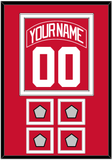 Detroit Nameplate & Number (Back) Combined With 4 Stanley Cup Finals Patches - Road Red (1997-2007) - Double Mat 1